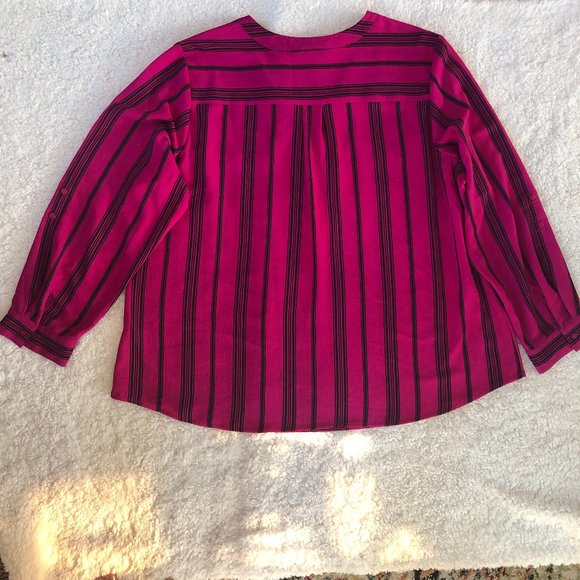 Kim Rogers Curvy, Long Sleeve Blouse V-Neck  Women's  Zip Front,  Size 2XL, - Picture 5 of 15